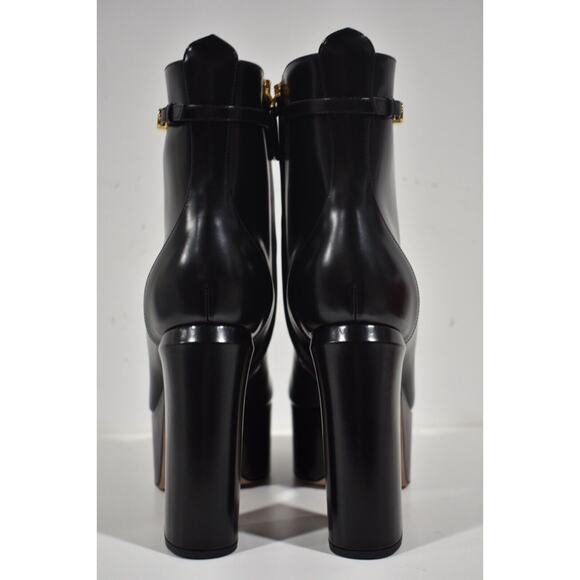 Valentino Tan-go 120 Black Leather Short Ankle Block Heel Platform Boot 40 - Picture 11 of 12